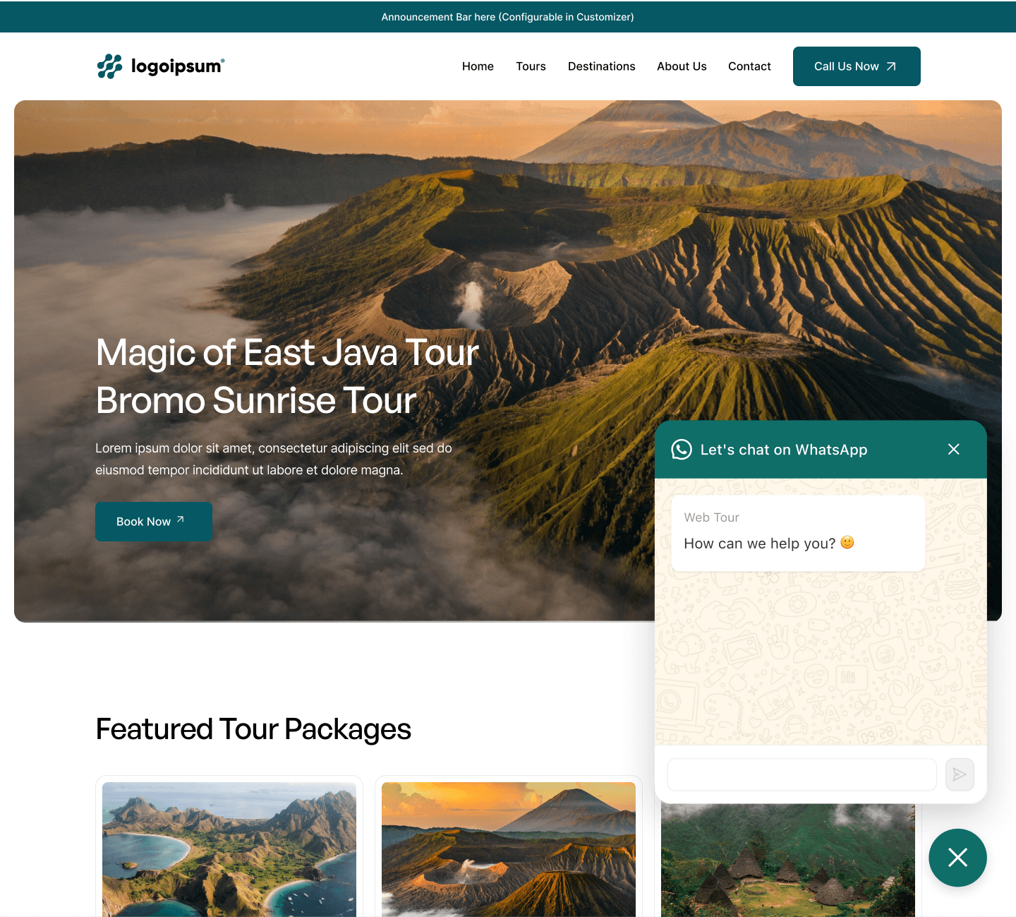 Contoh website travel agent dari WebTour